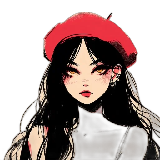 hat, face, creature, hair, anime, pixel art, cartoon, concept art transparent PNG cut-out