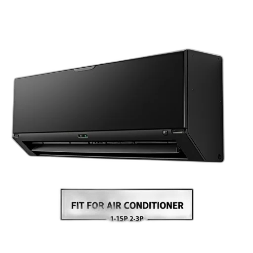 black, air, conditioner, cover, shown, white, background, below transparent PNG cut-out