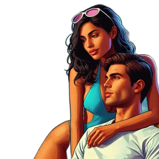 comic book art, concept art, photorealistic, neon lights, underwater, sunset, inside, room transparent PNG cut-out