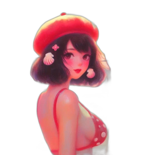 hat, dress, crown, flower, watercolor, oil painting, concept art, fantasy art transparent PNG cut-out