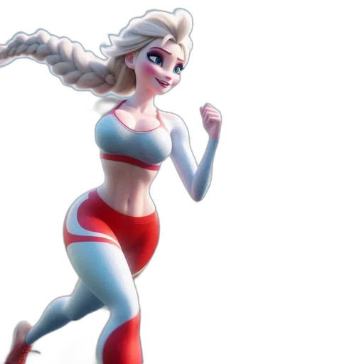 concept art, 3d render, comic book art, fantasy art, animated, lady, sports, wear transparent PNG cut-out