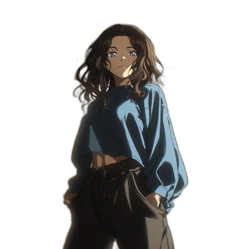jacket, staff, dress, hair, anime, concept art, cartoon, fantasy art transparent PNG cut-out