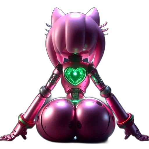 robot, weapon, concept art, cyberpunk, 3d render, pixel art, neon lights, pink transparent PNG cut-out