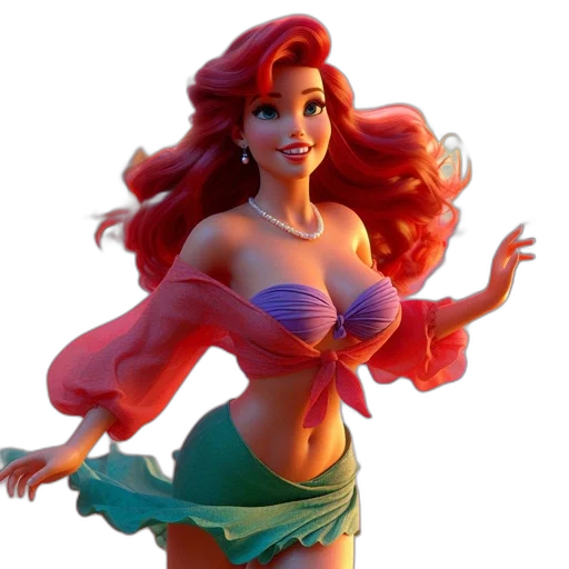 dress, 3d render, concept art, fantasy art, cartoon, underwater, red, colorful transparent PNG cut-out