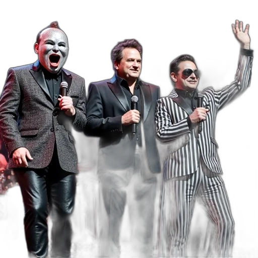 second, image, shows, group, three, men, stage, all transparent PNG cut-out