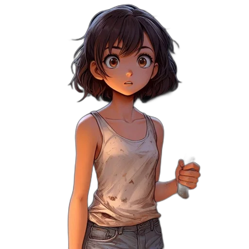 dress, weapon, face, jacket, anime, concept art, watercolor, pixel art transparent PNG cut-out