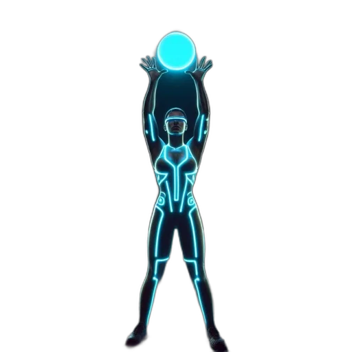 robot, staff, creature, dress, concept art, 3d render, pixel art, cyberpunk transparent PNG cut-out