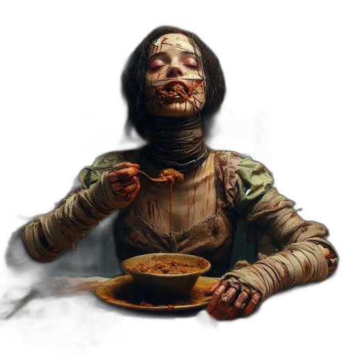 food, face, mask, creature, concept art, fantasy art, comic book art, photorealistic transparent PNG cut-out