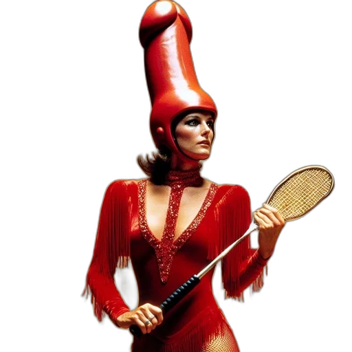 hat, staff, dress, crown, concept art, woman, vibrant, red transparent PNG cut-out