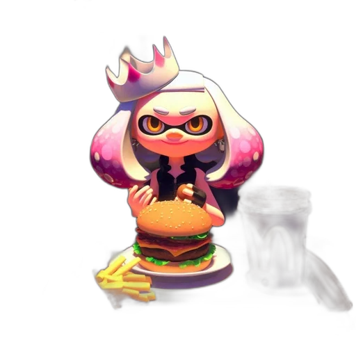 food, weapon, crown, dress, concept art, pixel art, 3d render, vaporwave transparent PNG cut-out