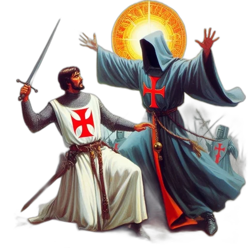sword, concept art, fantasy art, pixel art, battlefield, knight, chainmail, prays transparent PNG cut-out