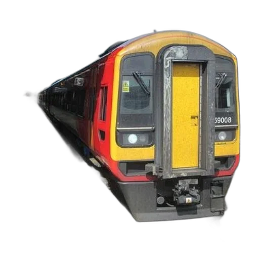 face, 3d render, photorealistic, red, yellow, train, number, 39008 transparent PNG cut-out