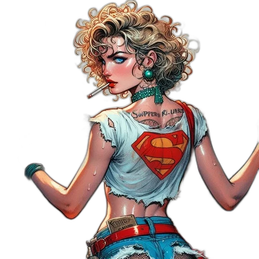 comic book art, concept art, fantasy art, cartoon, unconventional, depiction, shows, femme transparent PNG cut-out