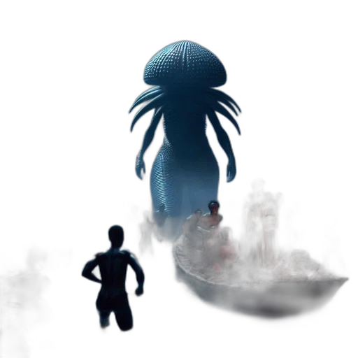 creature, robot, animal, concept art, 3d render, pixel art, fantasy art, underwater transparent PNG cut-out
