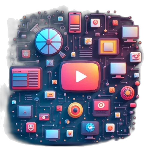 concept art, set, multimedia, icons transparent PNG cut-out