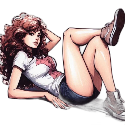 hair, shoes, dress, comic book art transparent PNG cut-out