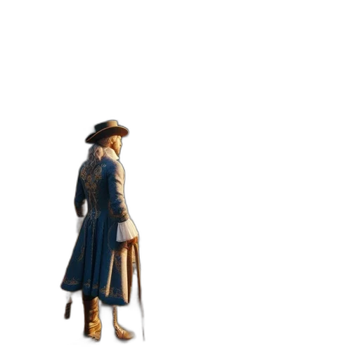 hat, jacket, staff, dress, concept art, 3d render, pixel art, photorealistic transparent PNG cut-out