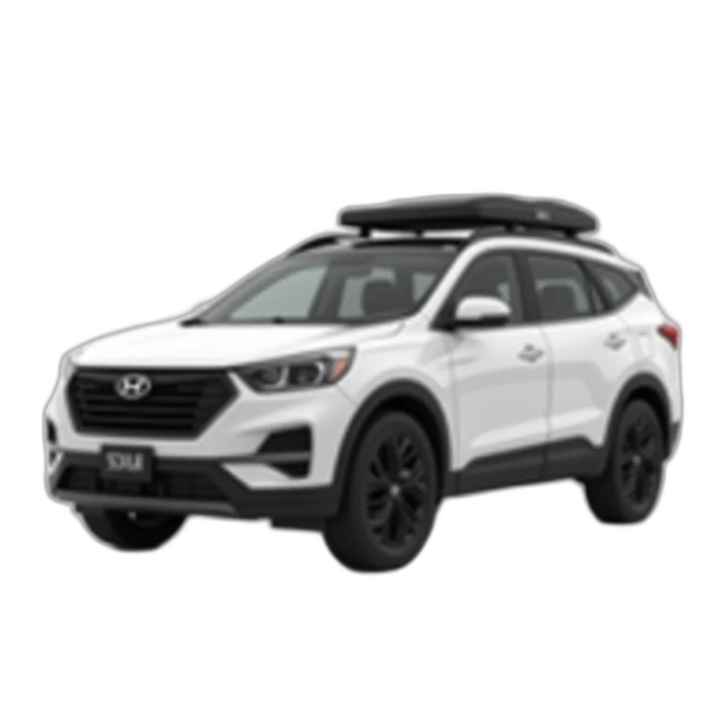 car, 3d render, white, suv, black, roof, rack, shown transparent PNG cut-out