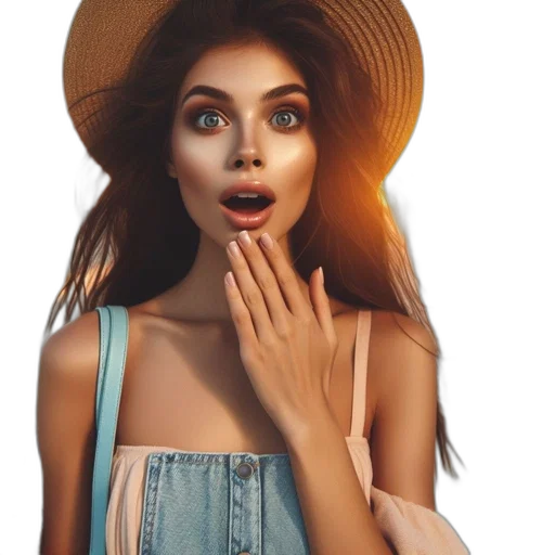hat, face, dress, jewelry, photorealistic, 3d render, concept art, fantasy art transparent PNG cut-out