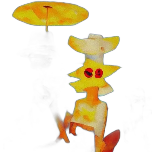 umbrella, hat, staff, food, concept art, 3d render, fantasy art, watercolor transparent PNG cut-out