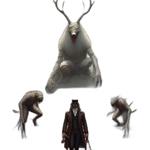 creature, animal, mask, crown, concept art, fantasy art, 3d render, comic book art transparent PNG cut-out