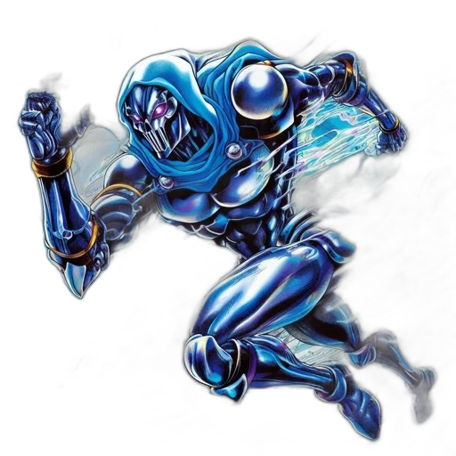 robot, creature, mask, concept art, comic book art, fantasy art, 3d render, blue transparent PNG cut-out