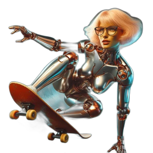 robot, staff, concept art, cyberpunk, 3d render, cartoon, futuristic, robotic transparent PNG cut-out