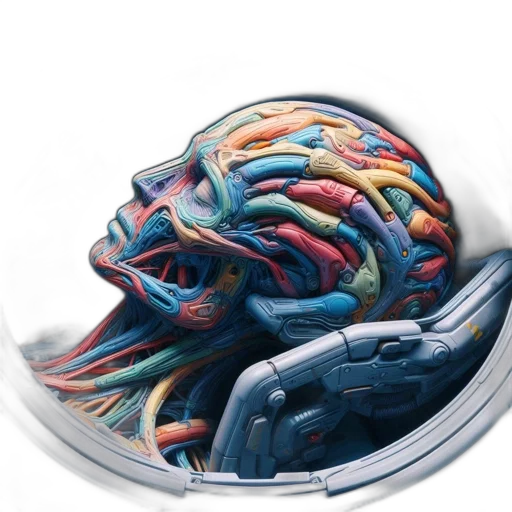 mask, robot, shoes, hat, concept art, 3d render, cyberpunk, photorealistic transparent PNG cut-out