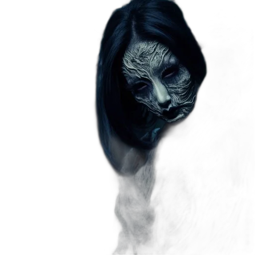 mask, face, creature, hair, concept art, photorealistic, fantasy art, comic book art transparent PNG cut-out