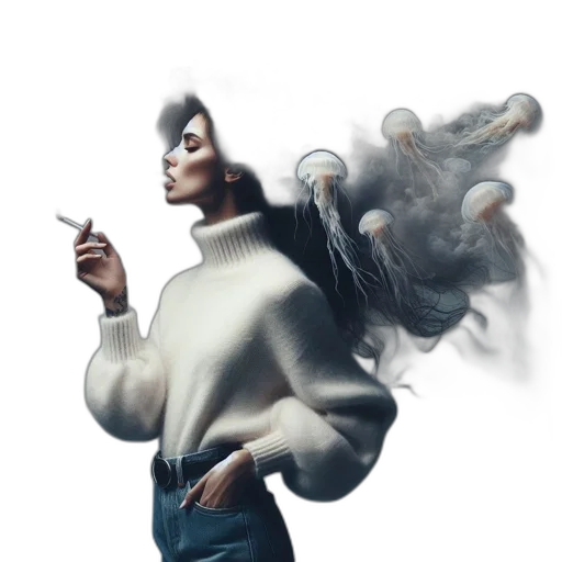 jacket, staff, hair, dress, concept art, fantasy art, photorealistic, 3d render transparent PNG cut-out
