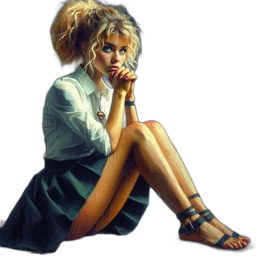 dress, face, jewelry, photorealistic, oil painting, concept art, cartoon, neon lights transparent PNG cut-out