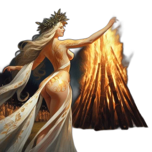 dress, dragon, fantasy art, concept art, photorealistic, comic book art, fire, golden transparent PNG cut-out
