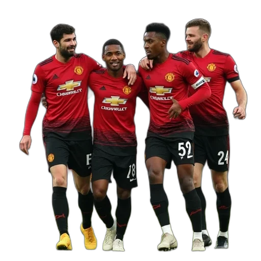 fire, man, united, players, celebrate, goal, end, their transparent PNG cut-out