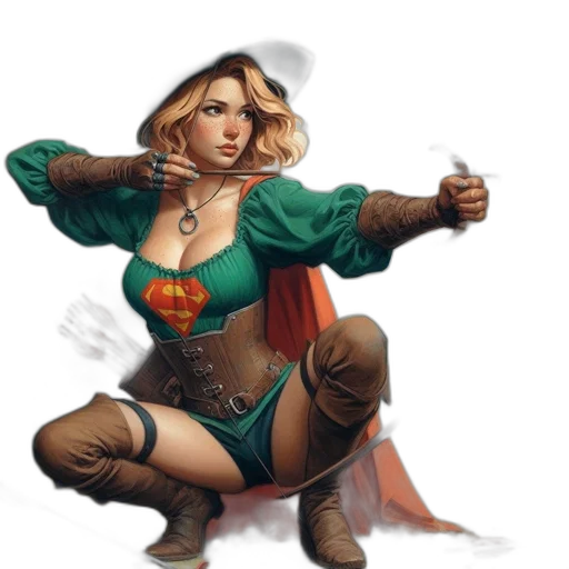 staff, fantasy art, comic book art, concept art, pixel art, blonde, female, archer transparent PNG cut-out