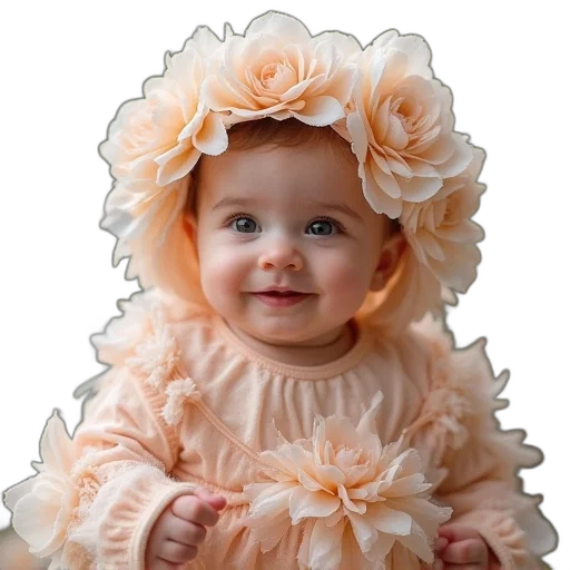 dress, flower, crown, face transparent PNG cut-out