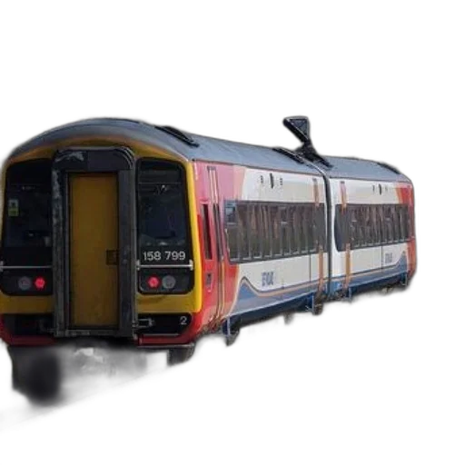 3d render, photorealistic, concept art, red, white, blue, train, number transparent PNG cut-out