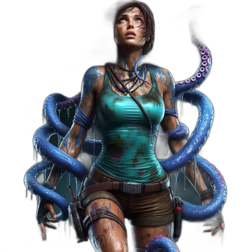 creature, concept art, fantasy art, comic book art, cyberpunk, blue, woman, surrounded transparent PNG cut-out