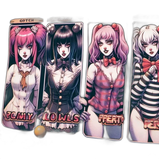 comic book art, concept art, anime, fantasy art, four, distinctive, female, characters transparent PNG cut-out