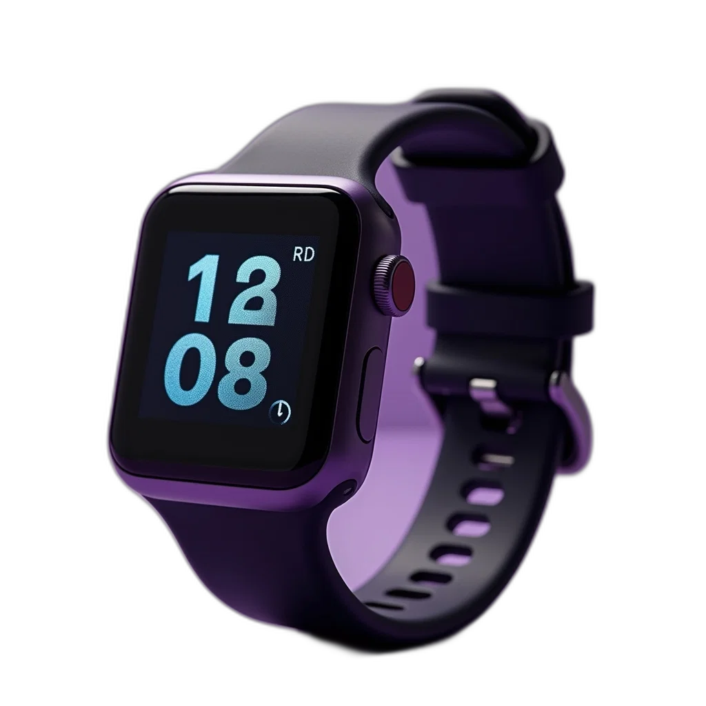 jewelry, 3d render, vaporwave, purple, smartwatch, digital, display, showing transparent PNG cut-out
