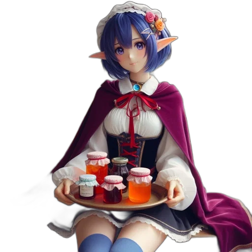 food, dress, bottle, staff, concept art, fantasy art, 3d render, anime transparent PNG cut-out