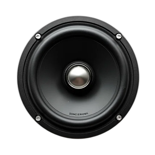 black, speaker, silver, grille, brand, name, sonchecironic, written transparent PNG cut-out