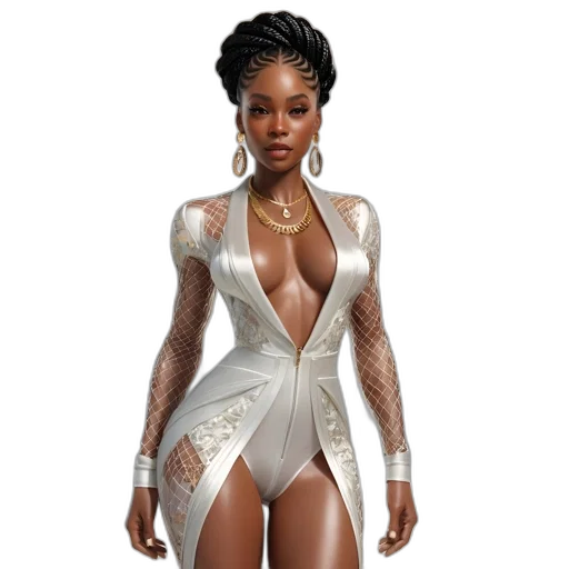 dress, jewelry, concept art, fantasy art, 3d render, comic book art, woman, adorned transparent PNG cut-out