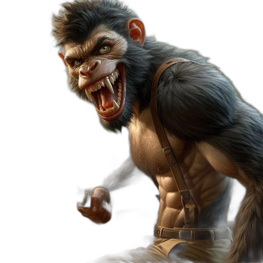animal, creature, concept art, photorealistic, fantasy art, comic book art, imposing, primate transparent PNG cut-out