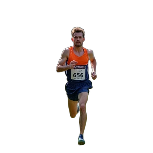 male, runner, sprinting, across, grassy, field, crowd, spectators transparent PNG cut-out