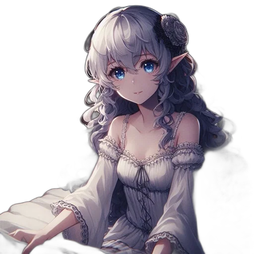 dress, staff, face, crown, anime, fantasy art, pixel art, concept art transparent PNG cut-out