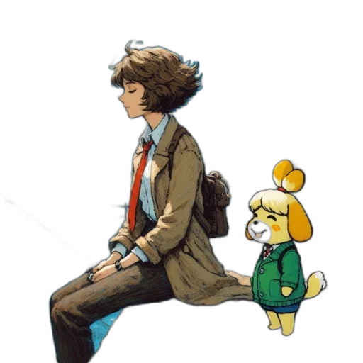 staff, jacket, animal, creature, concept art, pixel art, watercolor, cartoon transparent PNG cut-out