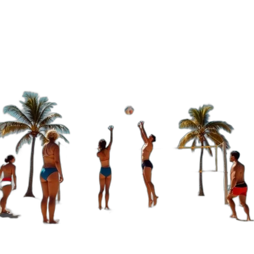 concept art, beach, underwater, group, people, playing, volleyball, sandy transparent PNG cut-out