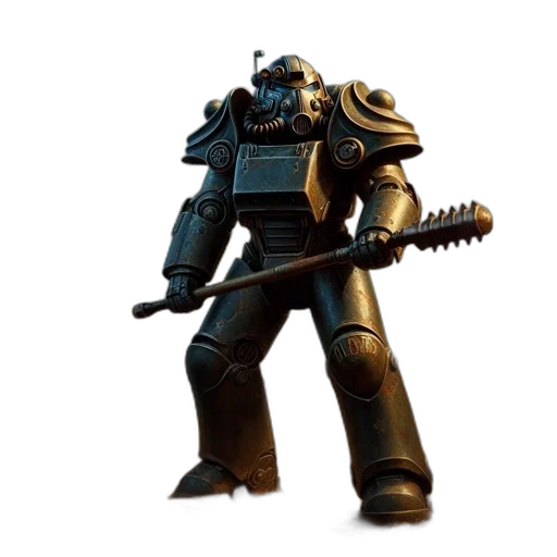 robot, weapon, staff, creature, concept art, 3d render, fantasy art, battle-worn transparent PNG cut-out