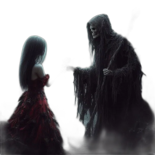 dress, creature, mask, concept art, fantasy art, comic book art, pixel art, fog transparent PNG cut-out