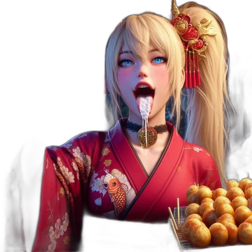 food, photorealistic, concept art, fantasy art, 3d render, female, character, red transparent PNG cut-out